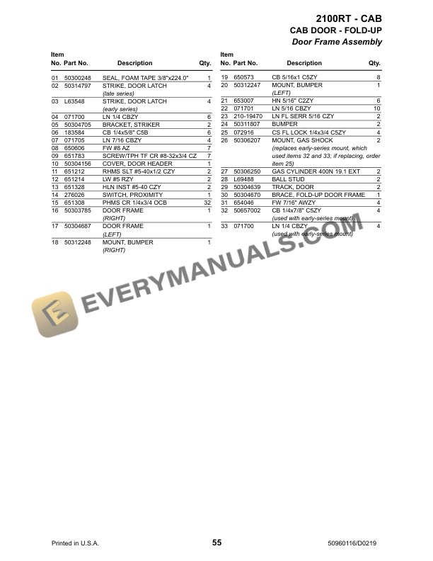 Manitou 2100RT, 2100RT NXT2, 2100RT NXT3 Compact Track Loader Parts Manual 50960116 Rev.D-2
