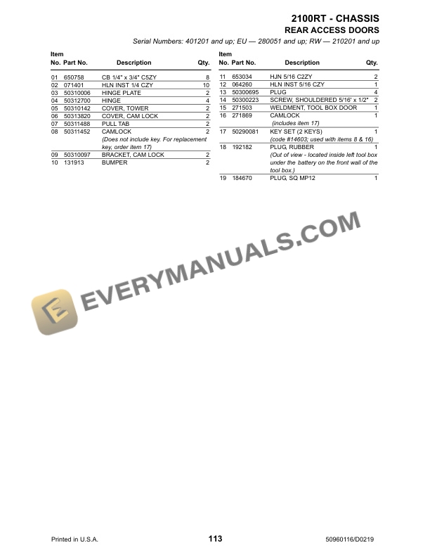 Manitou 2100RT, 2100RT NXT2, 2100RT NXT3 Compact Track Loader Parts Manual 50960116 Rev.D-3