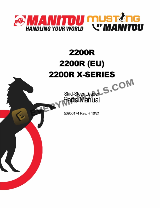 manitou 2200r 2200r eu 2200r x series skid steer loader parts manual 50950174h 1