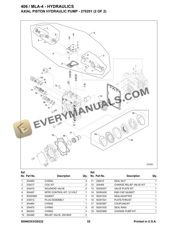 Manitou 406 MLA-4 Articulated Loader Parts Manual 50940353G-3