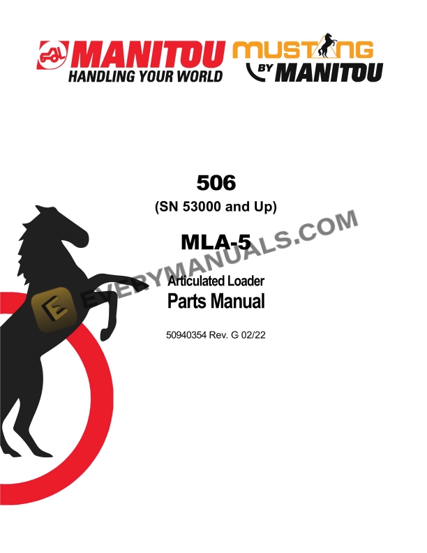 Manitou 506 MLA-5 Articulated Loader Parts Manual 50940354G