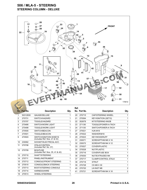 Manitou 506 MLA-5 Articulated Loader Parts Manual 50940354G-2