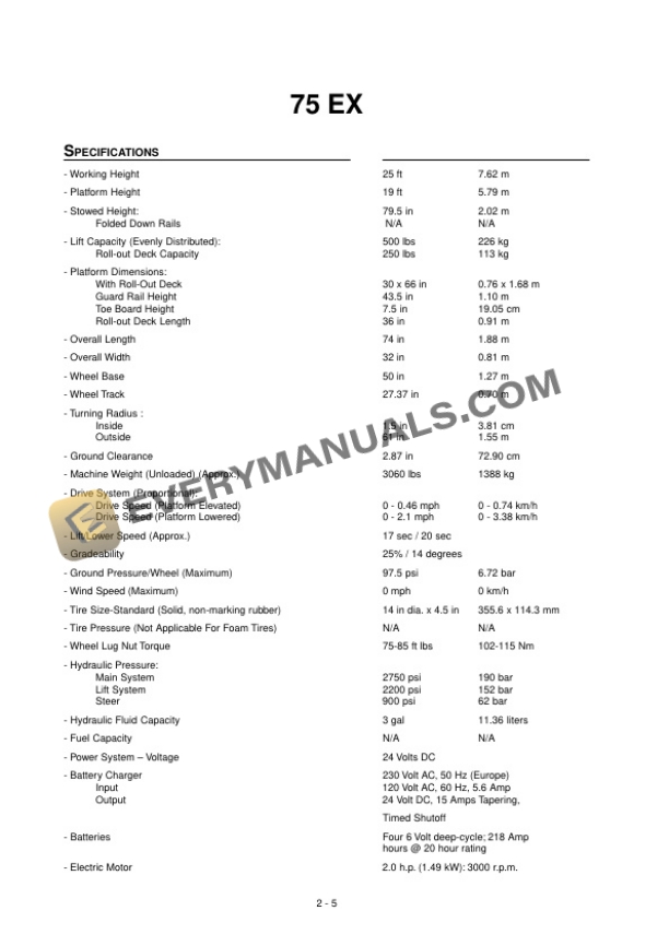 Manitou 65 EX, 75 EX Work Platforms Operator Manual 547321EN 5 Manitou 65 EX, 75 EX Work Platforms Operator Manual 547321EN - Image 3
