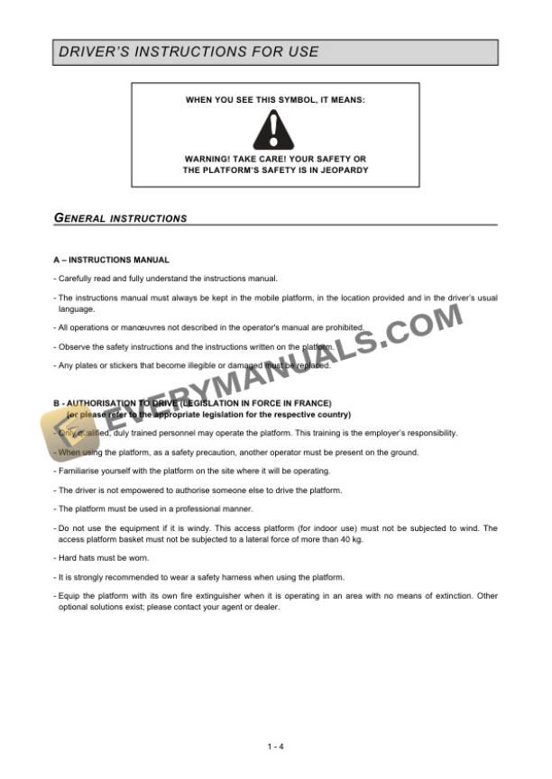 Manitou 78 XE Access Platform Operator Manual 547355EN-2