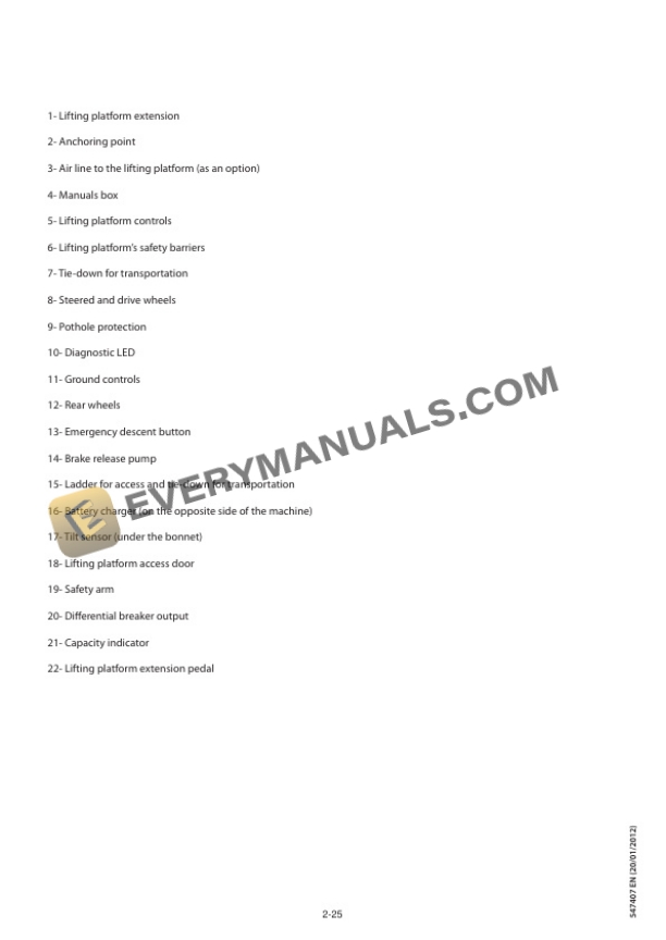 Manitou 78SEC, 100SEC, 120SE Lifting Platform Instructions Manual 547407EN-4