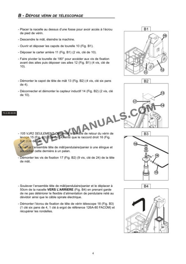 Manitou 80 VJR, 105 VJR2 Access Platform Repair Manual 547357 FR-5