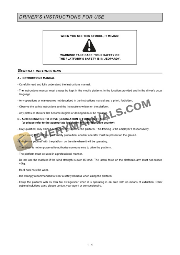 Manitou 80 XEL, 100 XEL, 120 XEL Access Platform Operator Manual 547349EN-2