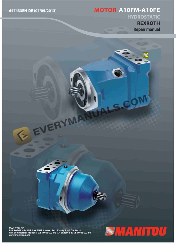 Manitou A10FM A10FE Motor Hydrostatic Repair Manual 647433 EN-DE