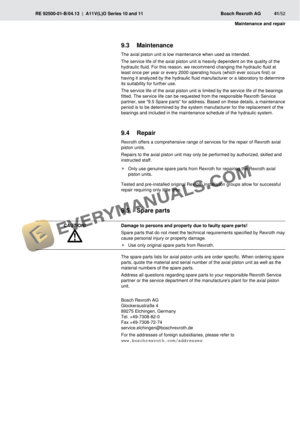Manitou A11VO Pump Repair Manual 647542EN 7 Manitou A11VO Pump Repair Manual 647542EN - Image 5