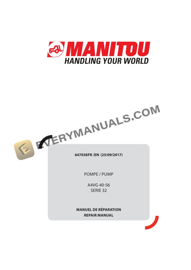 Manitou A4VG 40-56 Serie 32 Pump Repair Manual 647038 FR-EN