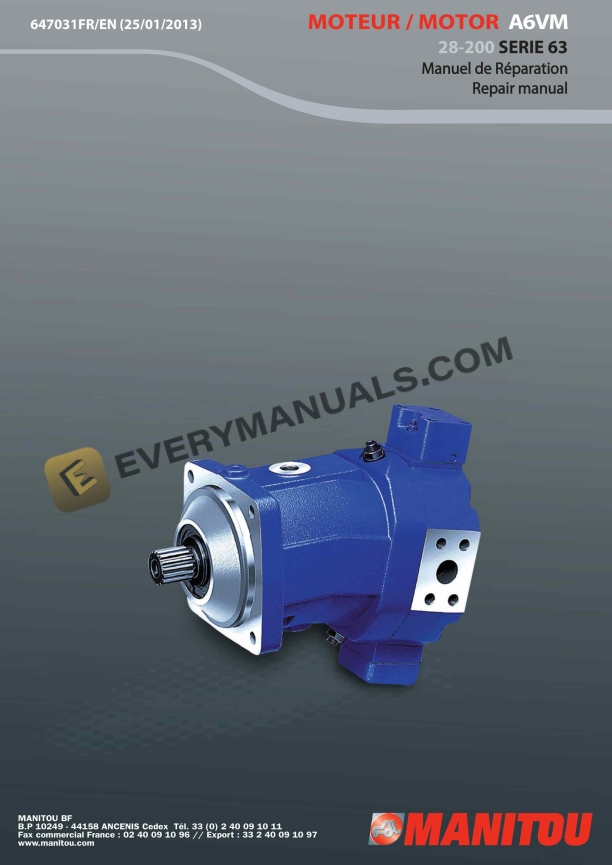 Manitou A6VM 28-200 Series 63 Motor Repair Manual 647031 FR-EN