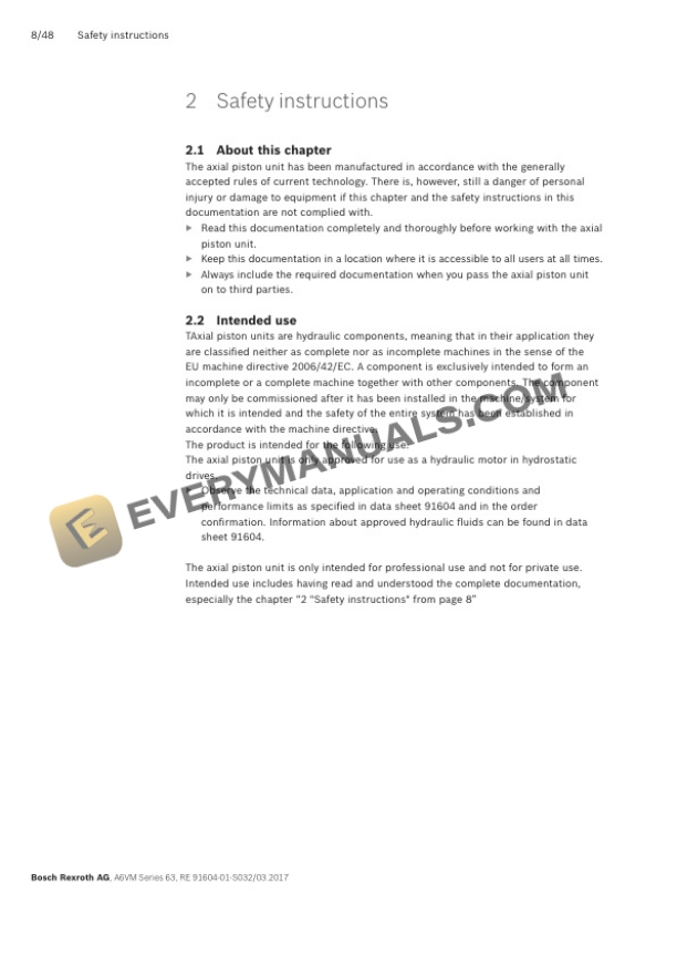 Manitou A6VM Size 28 to 200 Series 63 Axial Piston Variable Motor Repair Manual 647031EN-2