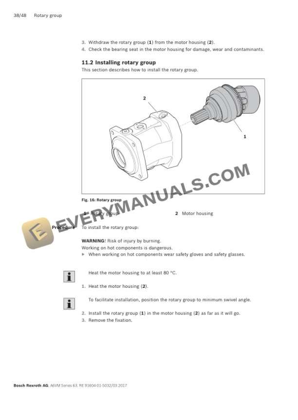 Manitou A6VM Size 28 to 200 Series 63 Axial Piston Variable Motor Repair Manual 647031EN-5