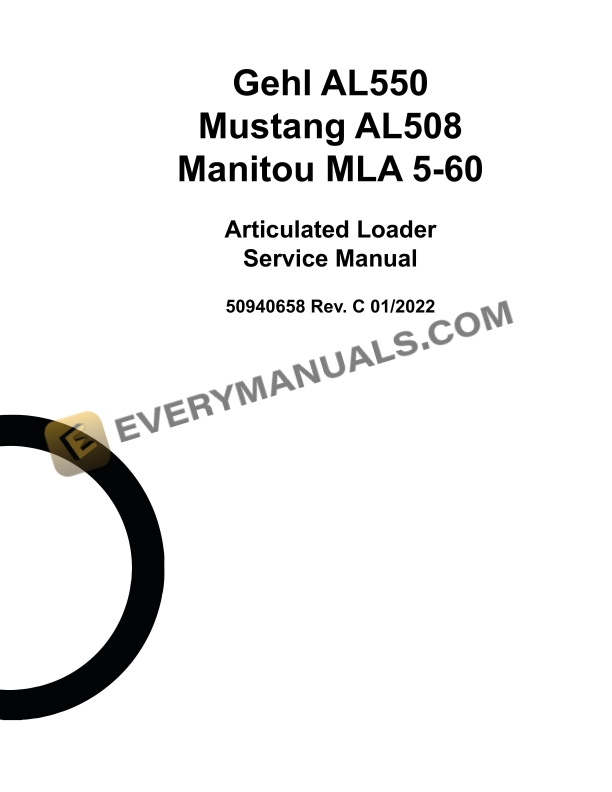 Manitou AL550, AL508, MLA 5-60 Articulated Loader Service Manual 50940658C