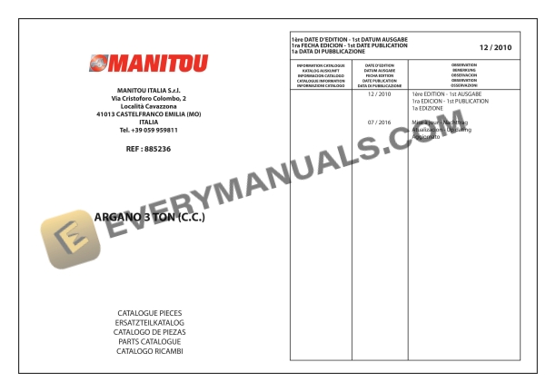 manitou argano 3 ton parts manual 885236 1