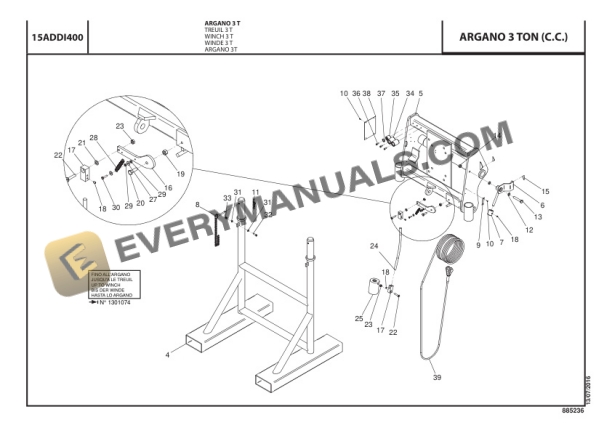 Manitou Argano 3 Ton Parts Manual 885236-2