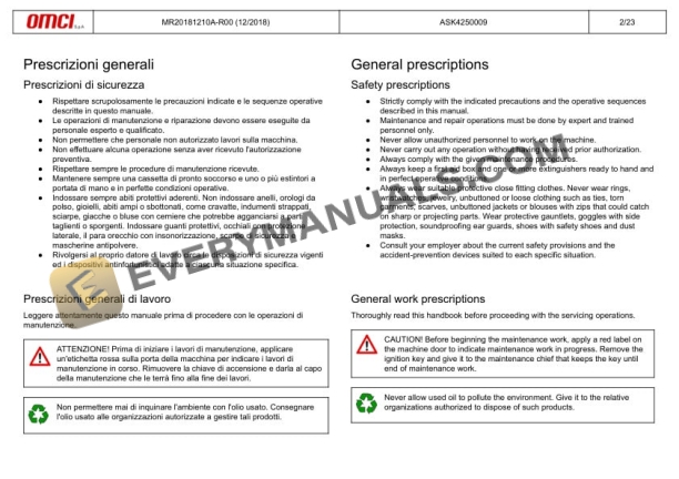 Manitou ASSALE OMCI ASK425T.4, OMCI AXLE ASK425T.4 Repair Manual 647826 IT-EN-2