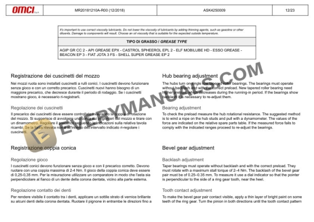 Manitou ASSALE OMCI ASK425T.4, OMCI AXLE ASK425T.4 Repair Manual 647826 IT-EN-4