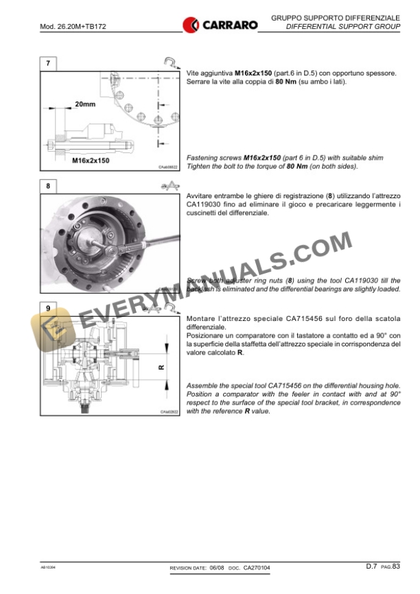 Manitou Axle Assembly Type 26-20M - TB172 Repair Manual 647438 IT-EN 6 Manitou Axle Assembly Type 26-20M - TB172 Repair Manual 647438 IT-EN - Image 4