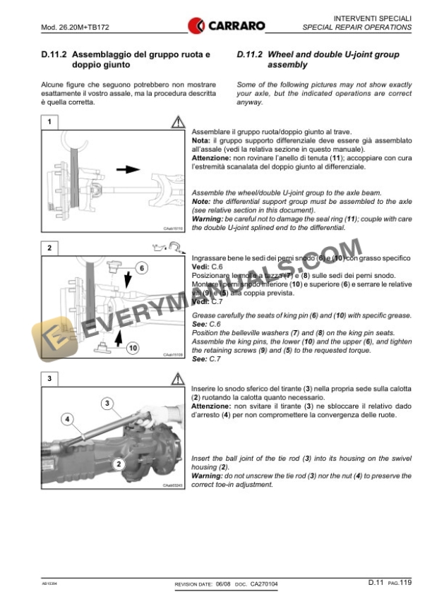 Manitou Axle Assembly Type 26-20M - TB172 Repair Manual 647438 IT-EN 7 Manitou Axle Assembly Type 26-20M - TB172 Repair Manual 647438 IT-EN - Image 5