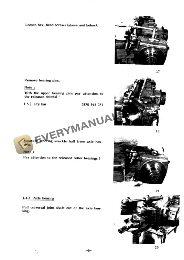 Manitou Axle Type APL310 Repair Manual 647389EN-3