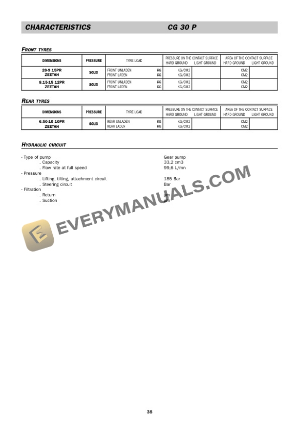 Manitou CD 15-18-20-25-30-35 P, CG 15-18-20-25-30-35 P Repair Manual 0-1-M128EN-2