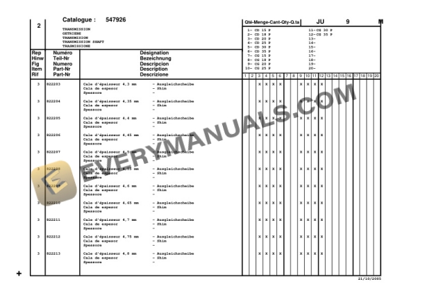 Manitou CD 15 P, CD 18 P, CD 20 P, CD 25 P, CD 30 P, CD 35 P, CG 15 P, CG 18 P, CG 20 P, CG 25 P, CG 30 P, CG 35 P Parts Manual CD547926-5