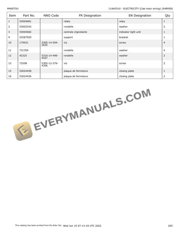 Manitou CEL MHT-X 10180 ARMEE FRANCAISE Parts Manual 648958 6 Manitou CEL MHT-X 10180 ARMEE FRANCAISE Parts Manual 648958 - Image 4