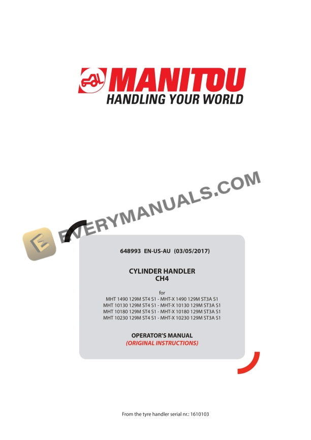 Manitou CH 4 Cylinder Handler Operator Manual 648993 EN-US-AU