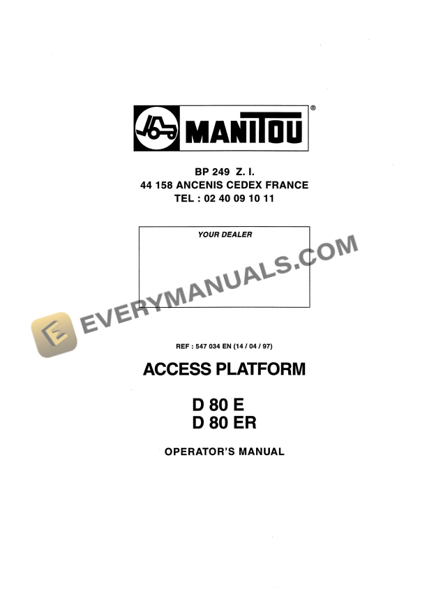manitou d 80 e d 80 er access platform operator manual 547034en 1