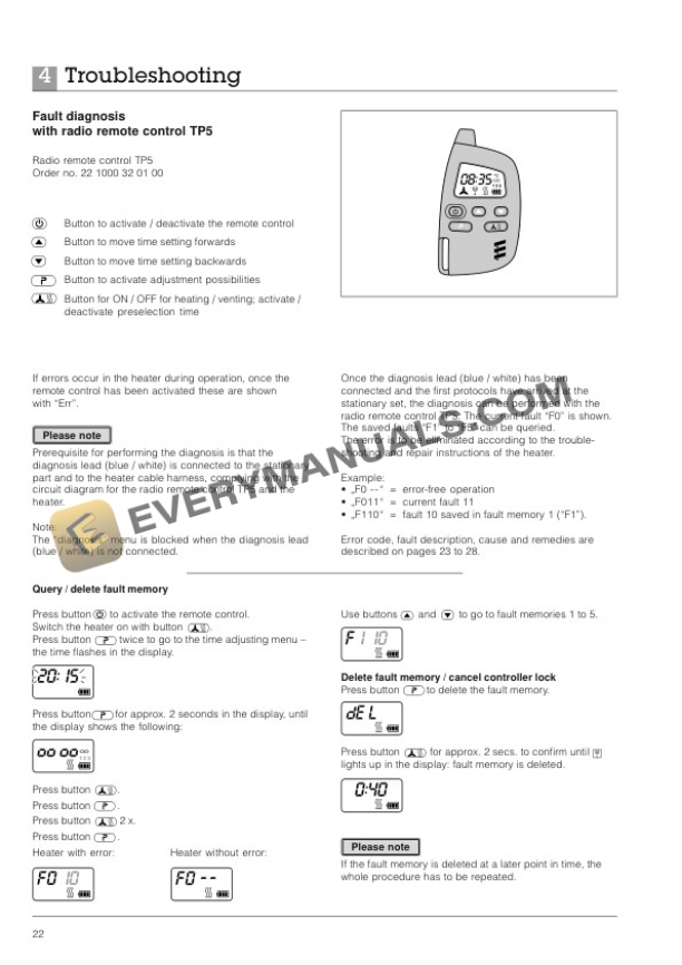 Manitou DB4WSC, DB5WSC Hydronic Eberspacher Repair Manual 647597EN-3