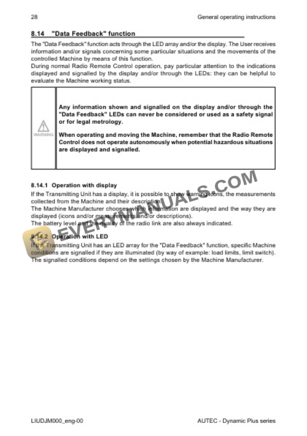 Manitou Dynamic Plus Series Radio Control Autec Repair Manual 647805EN-3