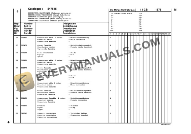 Manitou Electrical Connector Parts Manual CD547515-3
