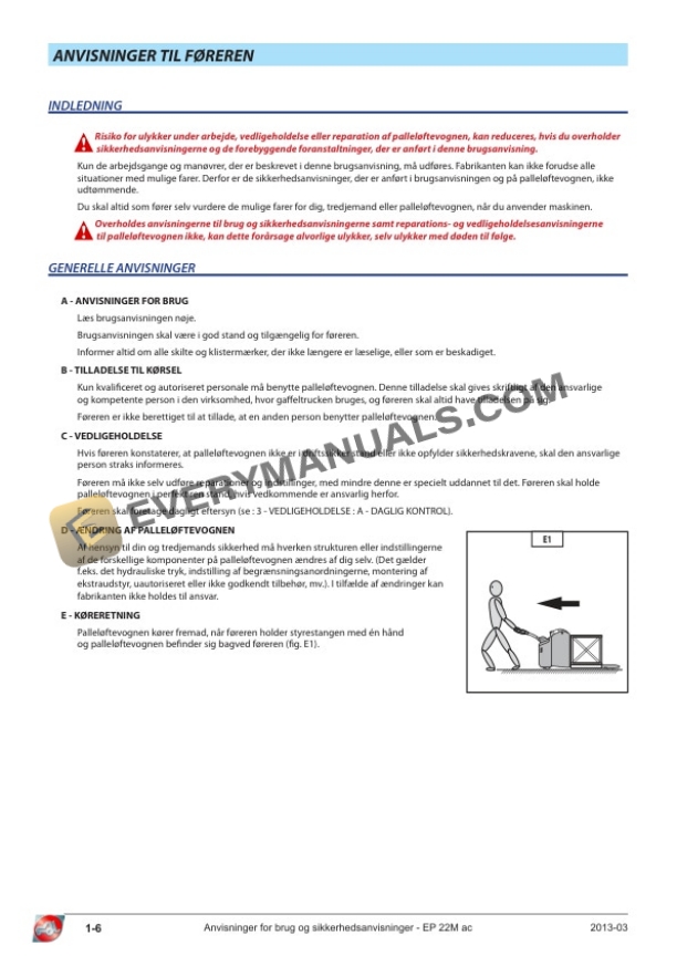 Manitou EP 22M AC Operator Manual 647345 DK 4 Manitou EP 22M AC Operator Manual 647345 DK - Image 2
