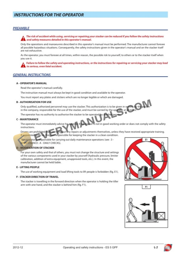 Manitou ES 504 GPF ac, ES 507 GPF ac, ES 510 GPF ac Operator Manual 647109EN 4 Manitou ES 504 GPF ac, ES 507 GPF ac, ES 510 GPF ac Operator Manual 647109EN - Image 2