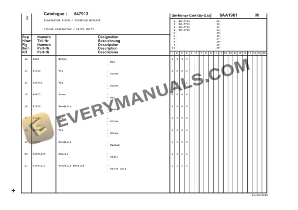 Manitou ES-C711, ES-C713, ES-C716, ES-C720 Parts Manual CD647913-2