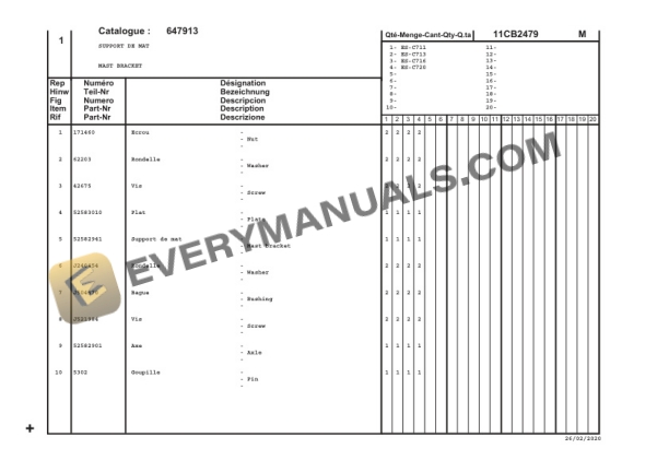 Manitou ES-C711, ES-C713, ES-C716, ES-C720 Parts Manual CD647913-3