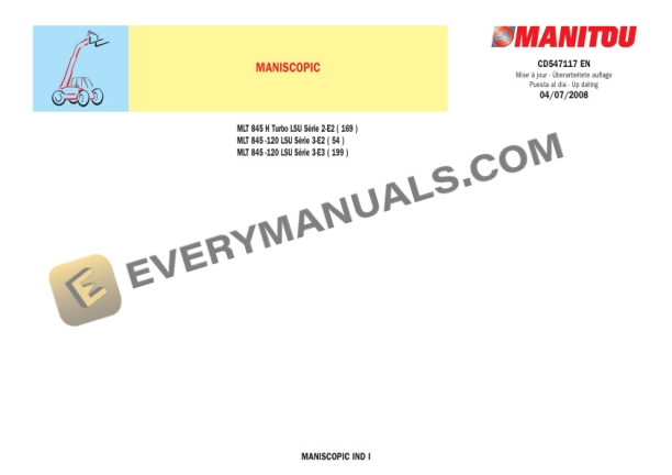 Manitou Filter Consumables Recommendation Operator Manual CD547117EN-2