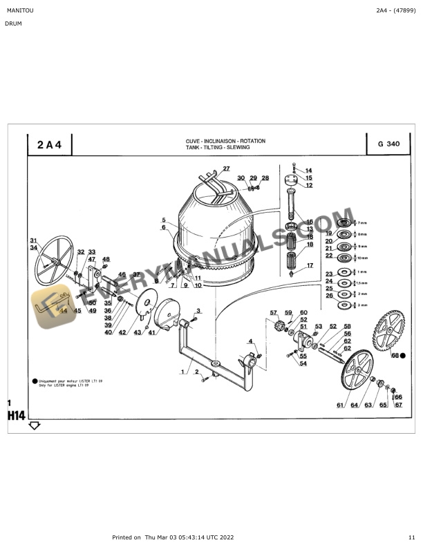 Manitou G 340 Parts Manual 47899-3