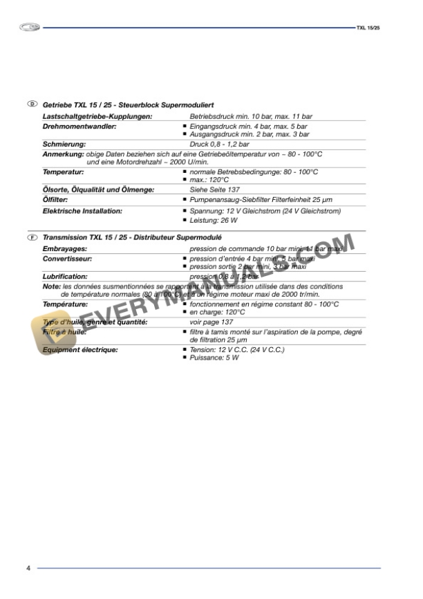 Manitou Gear Box Series TLX 15-25 Repair Manual 647034 FR- EN-IT-DE-2