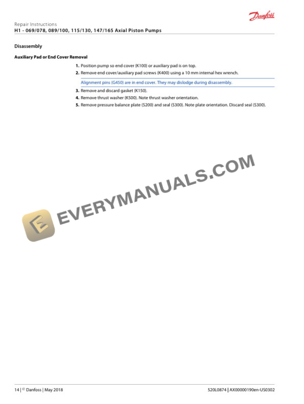 Manitou H1 069 TO 165 Hydrostatic Pump Repair Manual 647424EN 4 Manitou H1 069 TO 165 Hydrostatic Pump Repair Manual 647424EN - Image 2