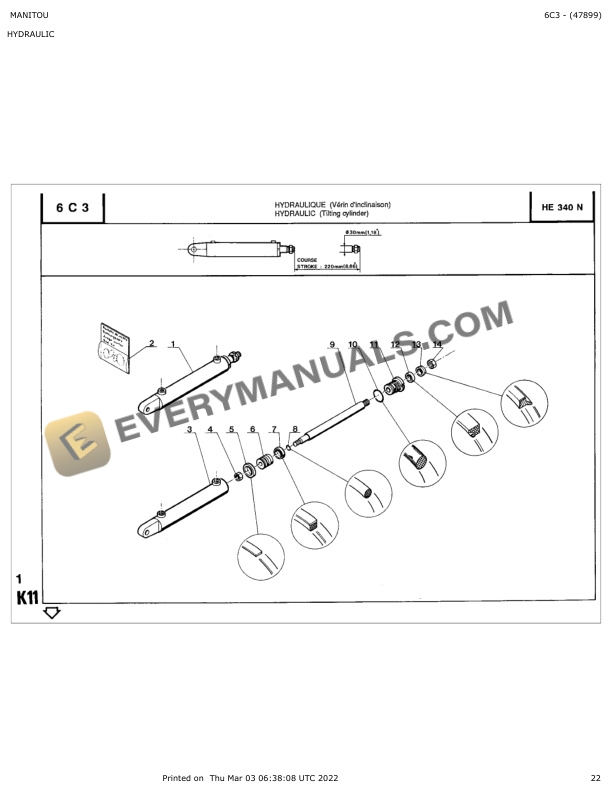 Manitou HE 340 N Parts Manual 47899-4