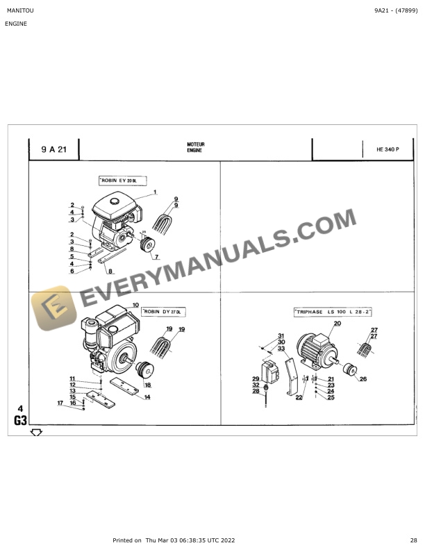 Manitou HE 340 P Parts Manual 47899-5