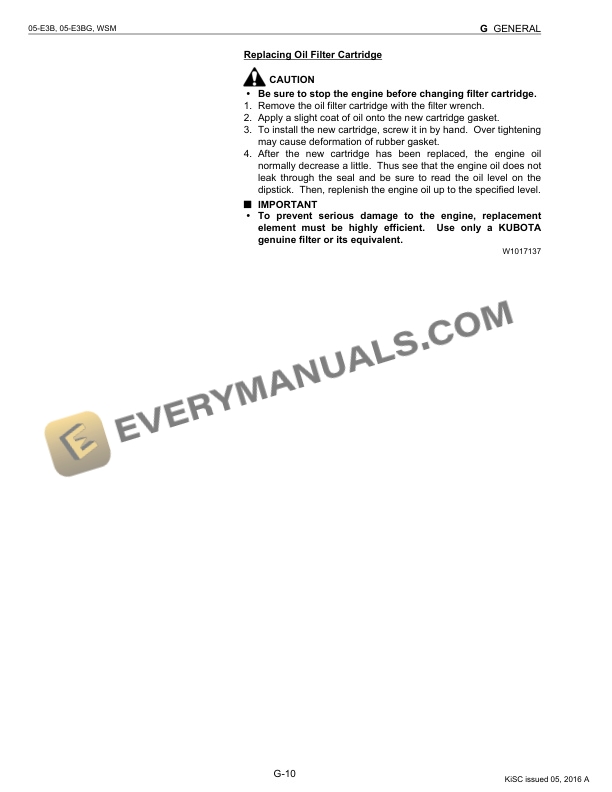 Manitou Kubota V1505 E3B Engine Repair Manual 647124EN-2
