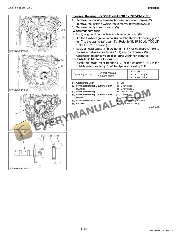 Manitou Kubota V2607-E3B, V3007-E3B, V3307-E3B Engine Repair Manual 647044EN-5