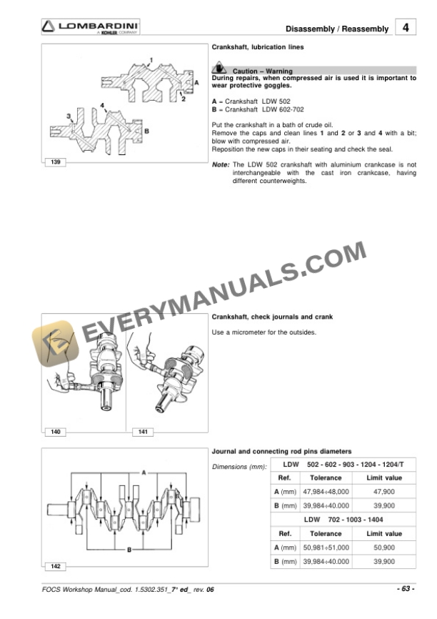 Manitou Lombardini FOCS LDW702 Engine Repair Manual 647048EN-4