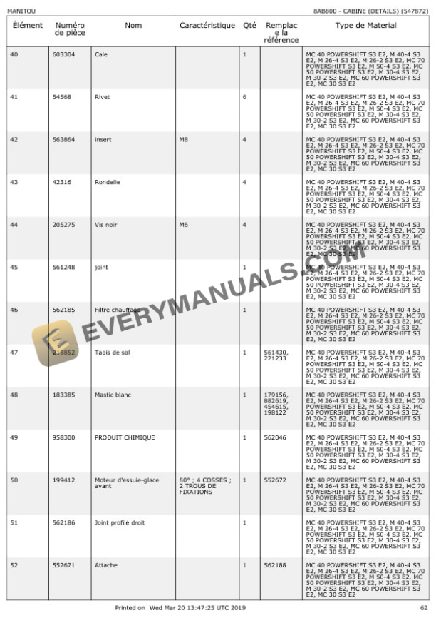 Manitou M 26-2 P S3 to MC 70 PS S3 Parts Manual 547872 4 Manitou M 26-2 P S3 to MC 70 PS S3 Parts Manual 547872 - Image 2