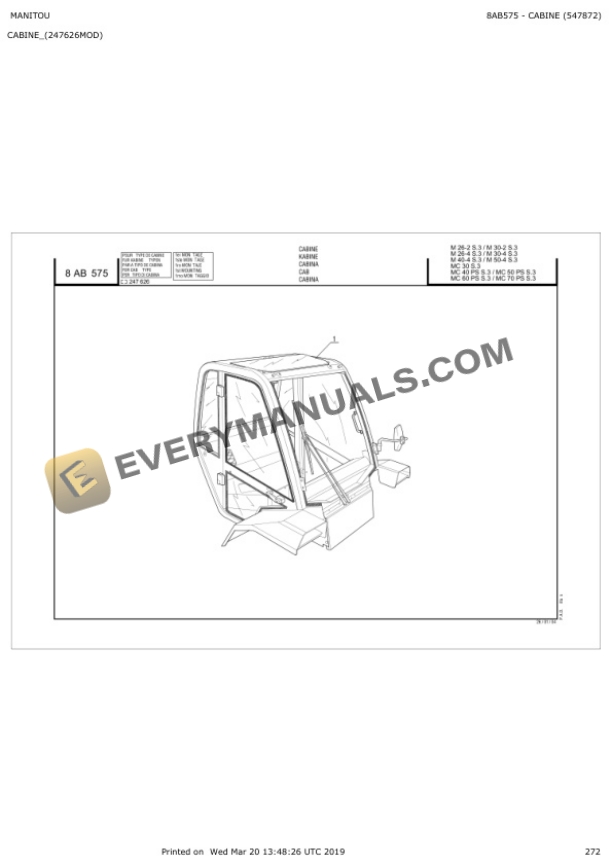 Manitou M 26-2 P S3 to MC 70 PS S3 Parts Manual 547872 7 Manitou M 26-2 P S3 to MC 70 PS S3 Parts Manual 547872 - Image 5