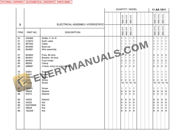 Manitou M 30-2 H to M 50-4 L Tier II Engine Parts Manual 804934-4