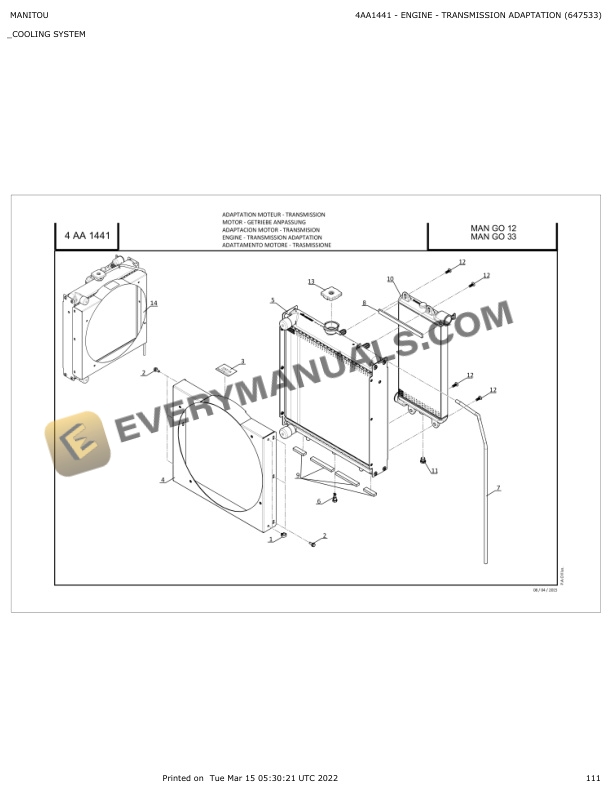 Manitou MAN GO 12, MAN GO 33 Parts Manual 647533 5 Manitou MAN GO 12, MAN GO 33 Parts Manual 647533 - Image 3